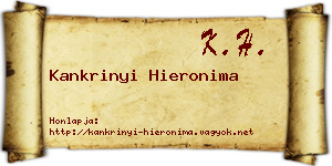 Kankrinyi Hieronima névjegykártya